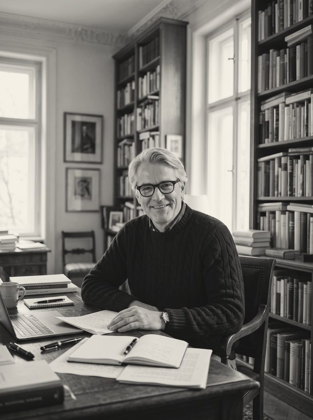 Hans Leimhan at his desk